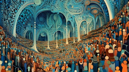 Obraz premium 群衆イメージ,Generative AI AI画像