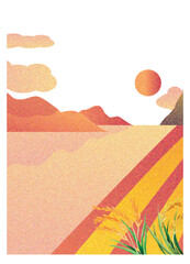 illustration of a landscape with sun