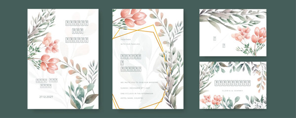 colourful colorful floral flower vector beautiful gold flowers line art on wedding card template watercolor