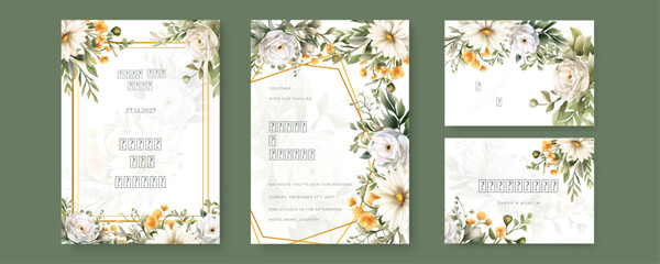 Fototapeta na wymiar colorful colourful floral flower vector elegant hand drawing wedding invitation floral design watercolor