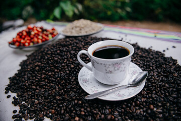 coffee served in an enamel mug