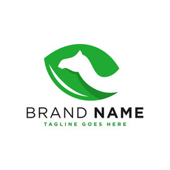 camel animal green leaf logo design