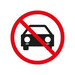 Circle Prohibited Sign. No Car or No Parking Sign. Vector illustration. stock image.