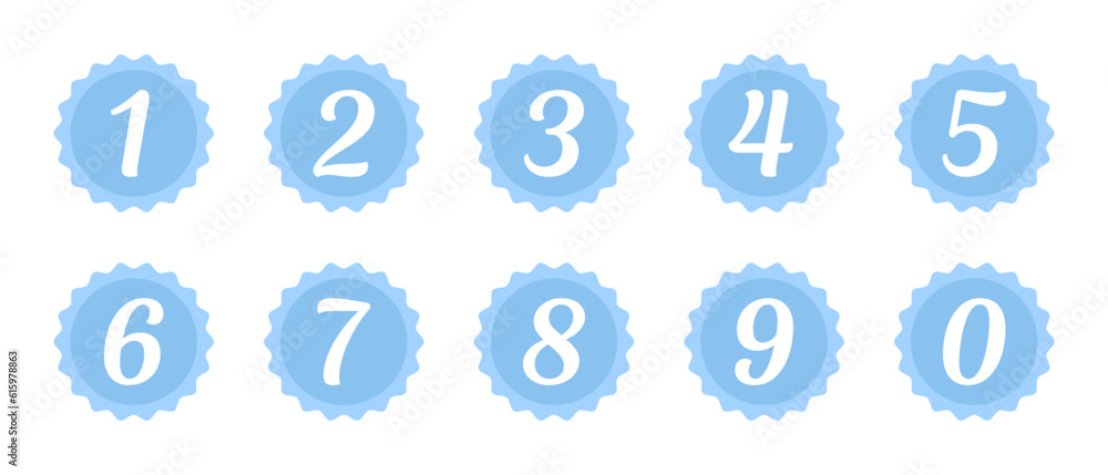 Poster blue number buttons set from one to nine. vector illustration.