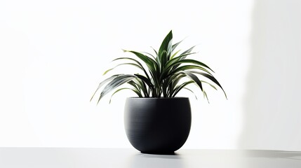 Obraz na płótnie Canvas Black potted plant with a white background Generative AI