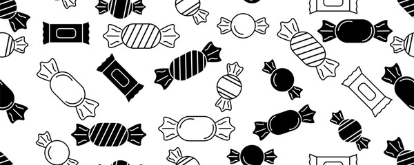 black white candy seamless pattern