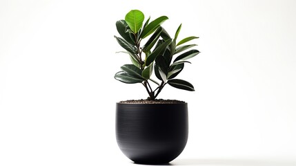 Plakat Black potted plant with a white background Generative AI