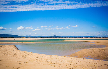 Paradise beach located in armona island inside ria formosa nature reserve in south portugal