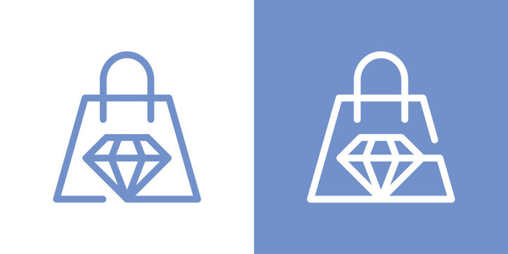 logo design diamond and shopping bag icon vector inspiration