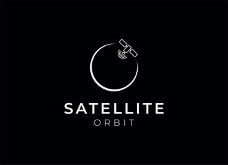 Satellite logo template. Communication technology logo concept for satellite