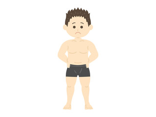 ぽっちゃり体型の、男性のイラスト