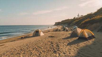 camp tent on the beautiful beach