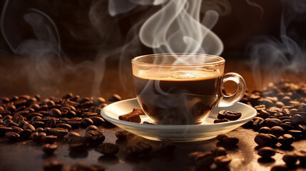 Fototapeta premium glass of hot coffee drink 