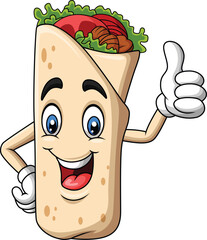 Cartoon burrito or kebab mascot design