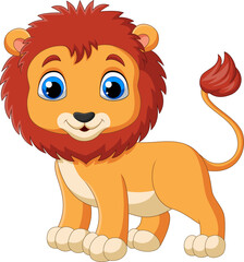 Cute lion cartoon on white background © matamu