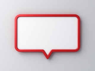 Fototapeta premium Speech bubble or blank social media notification pin isolated on white gray wall background with shadow minimal conceptual 3D rendering