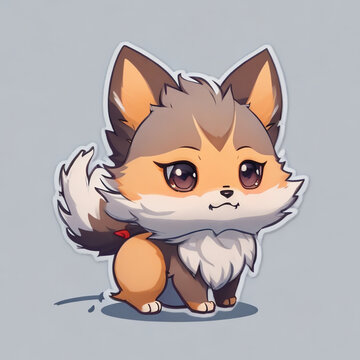 Cartoon art brings to life the adorable nature of the little fox with its endearing smile adding a touch of warmth and joy to the playful and vibrant illustration.