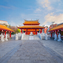 Obraz premium Nagasaki, Japan - Nov 28 2022: Confucius Shrine (Koshi-byo) built in 1893 by Nagasaki's Chinese community dedicated to the revered Chinese philosopher Confucius in Japan