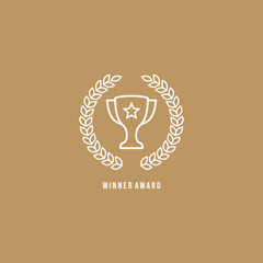 trophy champion vector template. first place winner award wreath ribbon graphic illustration.