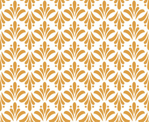 Flower geometric pattern. Seamless vector background. Gold and white ornament