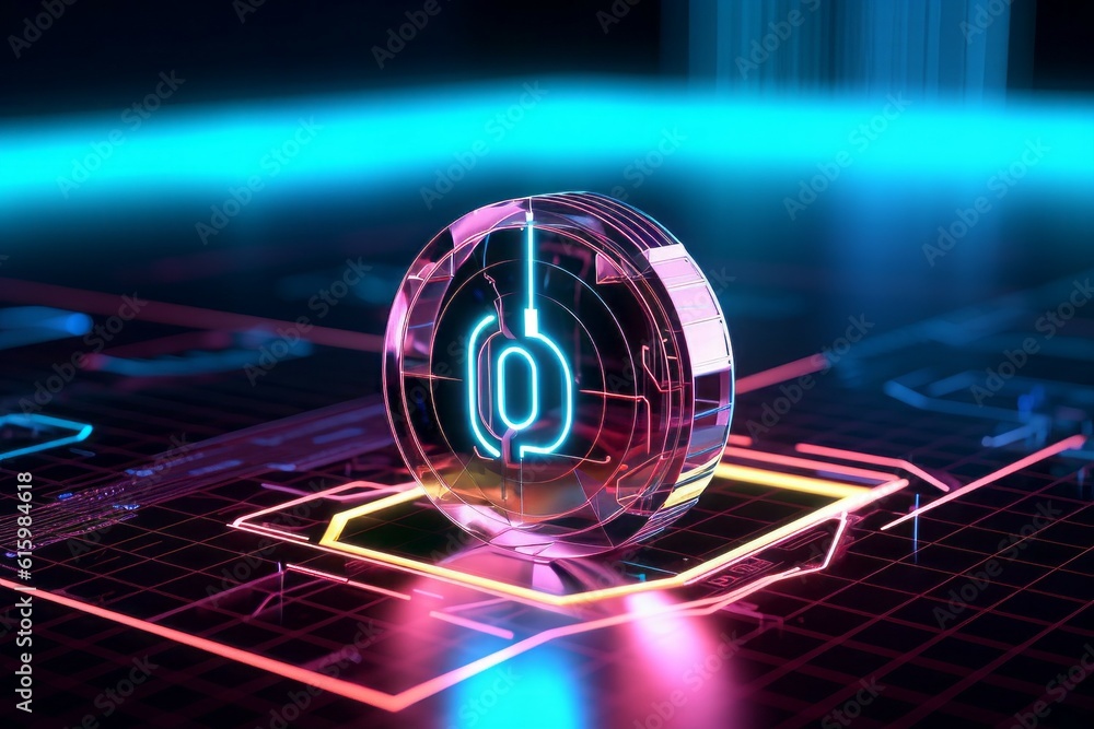 Poster abstract futuristic backdrop concept of internet security and personal data protection. ai generated