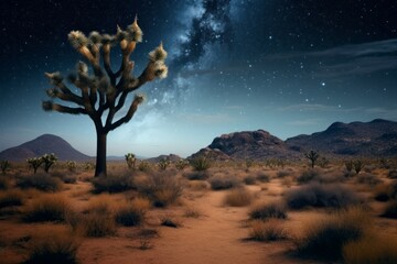 Fototapeta na wymiar Night in the desert. Background with selective focus and copy space. AI generated, human enhanced