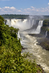 Fototapeta na wymiar J-shaped Iguazu Falls at Iguazu National Park on Argentina Brazil border