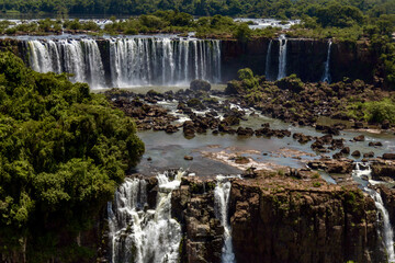 Two-step water fall at Iguazu National Park on Argentina Brazil border