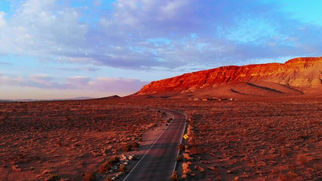 Nevada highway approach to rural community west of Las Vegas