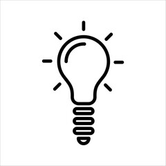 Light bulb line icon vector, isolated on white background. Idea sign, solution, thinking concept. Electric lighting lamps. Electric, shining. Trend data style for graphic design, Web site, UI. EPS