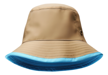 Summer travel bucket beach sun hat isolated.