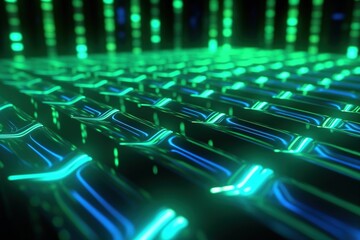 Obraz premium abstract futuristic background with pink blue glowing neon moving high speed wave lines and bokeh lights. Data transfer Data Connection concept Fantastic wallpaper