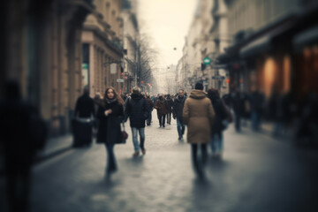 People Walking In The Street Blurry, Generative AI