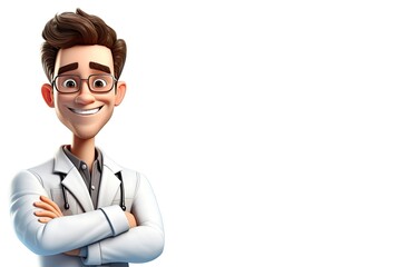 Caucasian Man Chiropractor Isolated White Backdrop Charming With Copyspace Generative AI