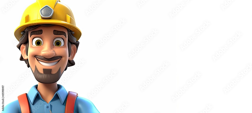 Poster caucasian man engineer isolated white backdrop good looking with copyspace generative ai