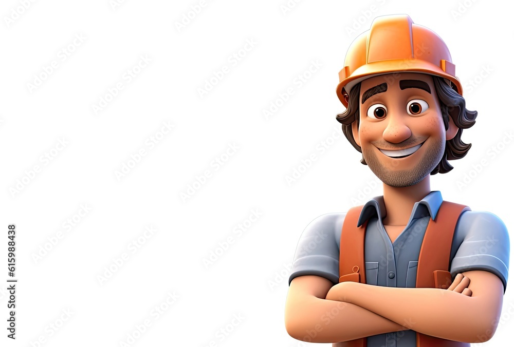 Poster caucasian man engineer isolated white background charming with copy space generative ai