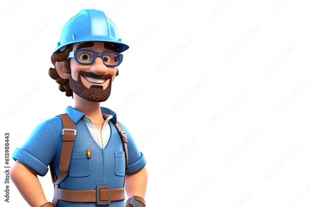 Poster caucasian man engineer isolated white background good looking with copyspace generative ai