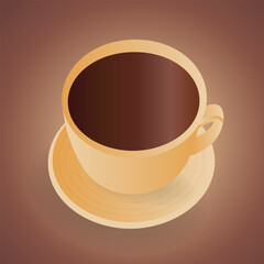 Cup of Fresh Coffee .Flat Style. Decorative Design for Cafeteria, Posters, flyer, Banners, Cards .