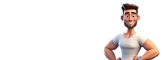 Caucasian Man Fitness Trainer Isolated White Backdrop Handsome With Copy Space Generative AI