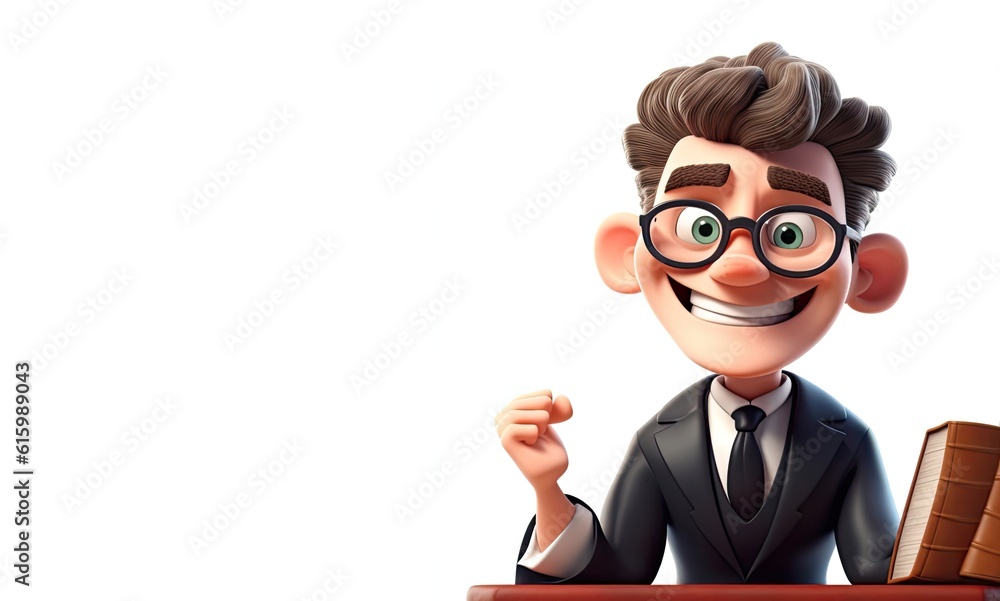 Poster caucasian man judge isolated white background handsome with copy space generative ai
