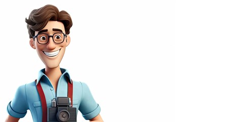 Caucasian Man Journalist Isolated White Background Good Looking With Copy Space Generative AI