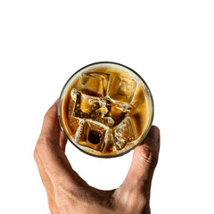 Iced coffee in glass isolated on white background with clipping path.