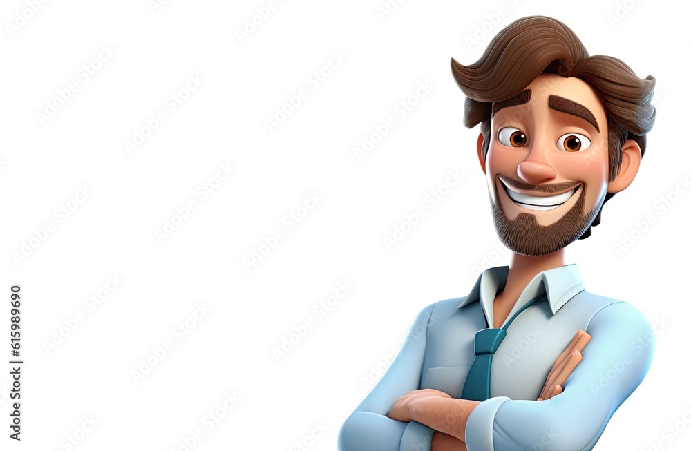 Poster caucasian man project manager isolated white background handsome with copyspace generative ai