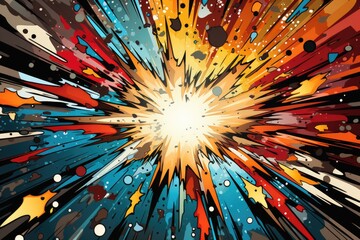 Fototapeta Radiales Rugientes: Efecto Manga de Explosión Dinámica que Encarna la Aventura de los Cómics Modernos Energéticos - Generative AI obraz