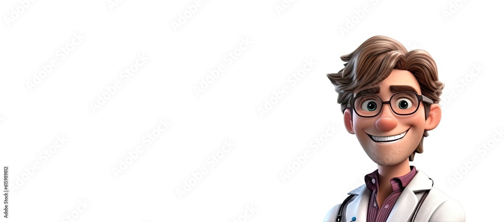 Aufkleber caucasian man research scientist isolated white backdrop charming with copy space generative ai