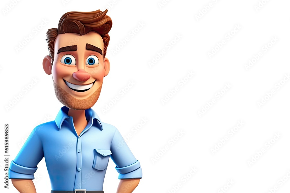Poster caucasian man sales representative isolated white backdrop charming with copy space generative ai