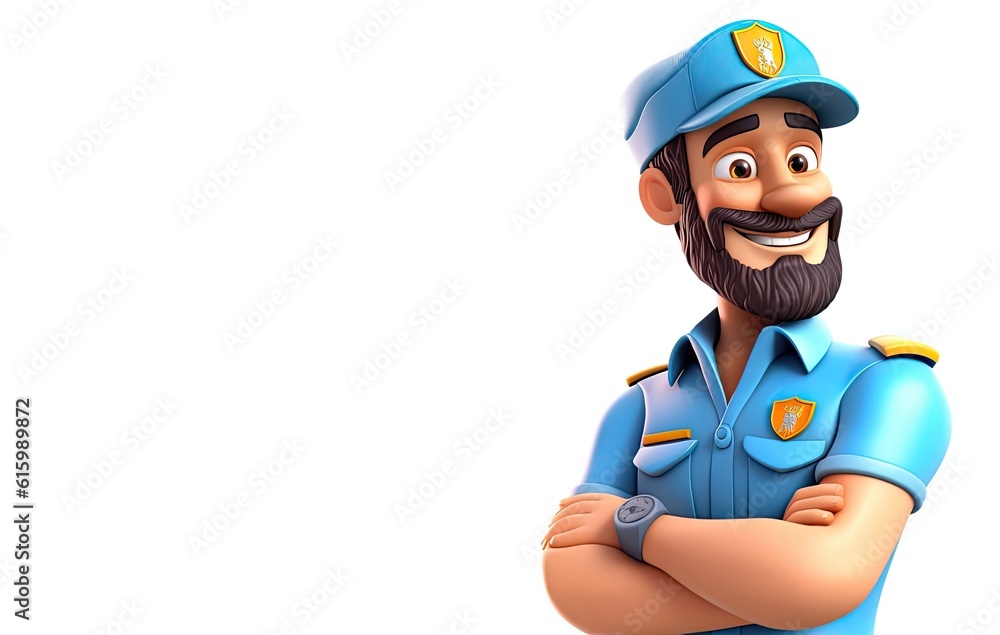 Poster caucasian man security guard isolated white backdrop good looking with copy space generative ai