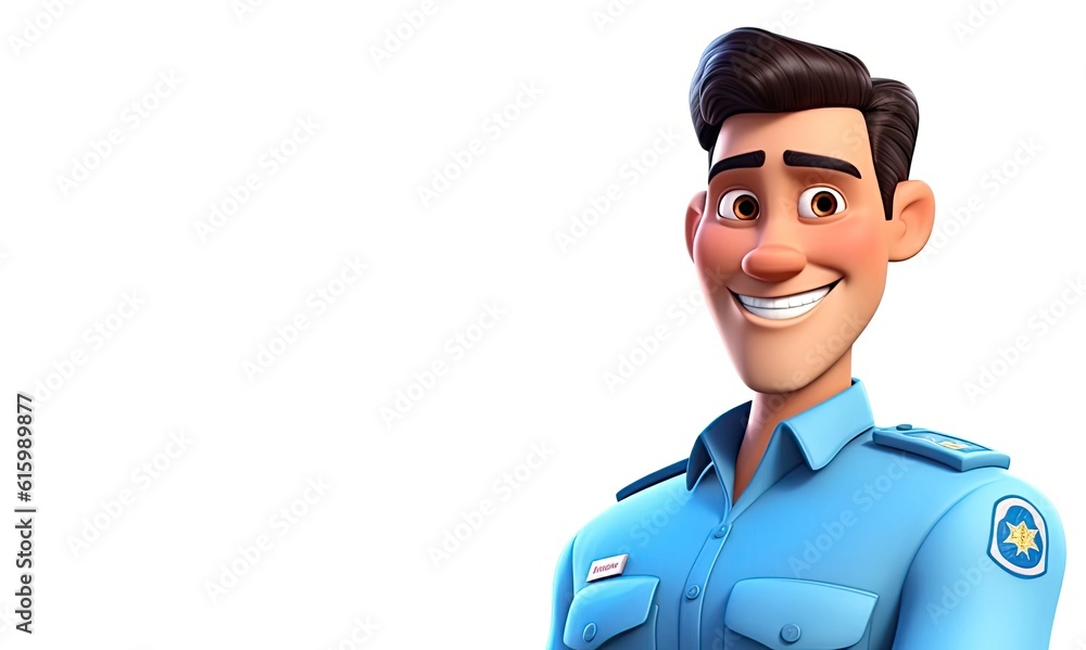 Poster caucasian man security guard isolated white backdrop handsome with copy space generative ai