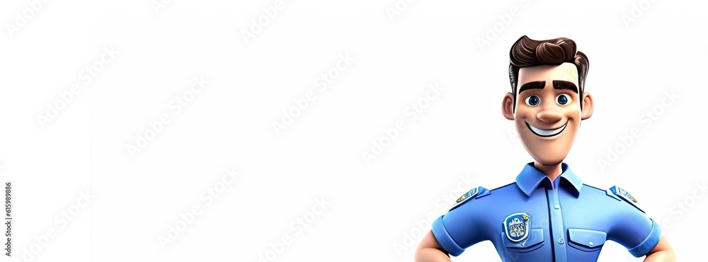 Poster caucasian man security guard isolated white background handsome with copyspace generative ai