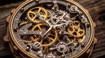 Fototapeta na wymiar Clockwork gears wheels, close up view. Industry background.